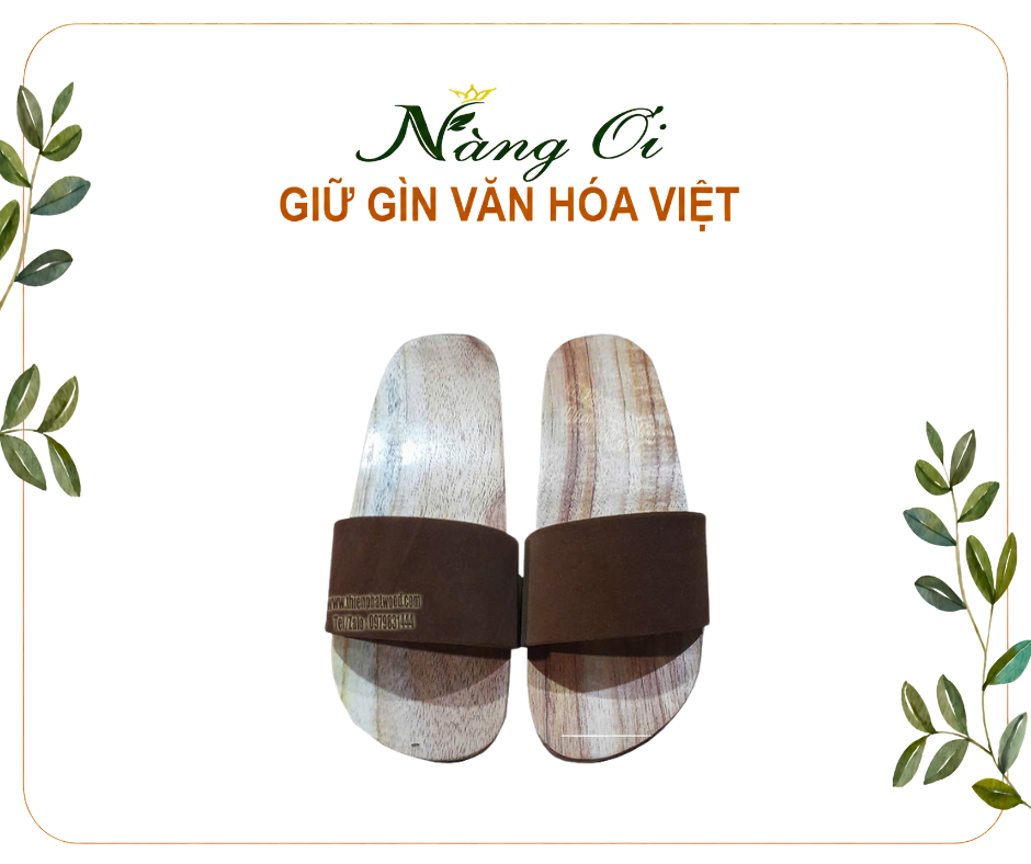 guốc gỗ quai nhung màu nâu hợp cho cả nam và nữ